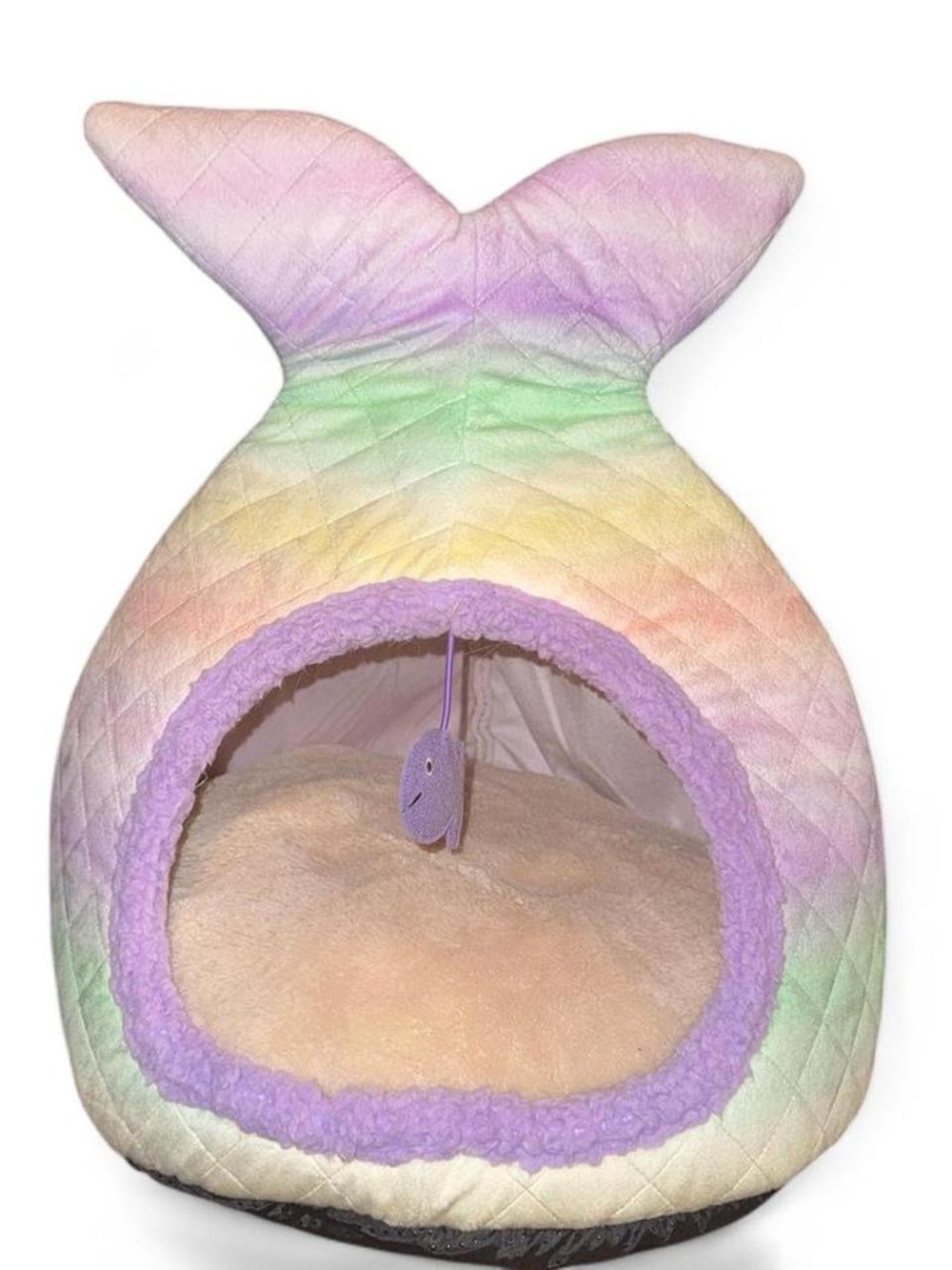 Pastel Mermaid Tail Cat Bed - Cozy Indoor Pet Cave